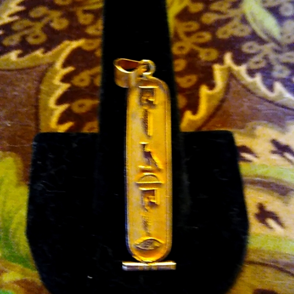 Egyptian name tag 18ct gold